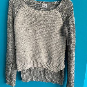 Tobi Hi-Lo Sweater Wheat Ivory and Black